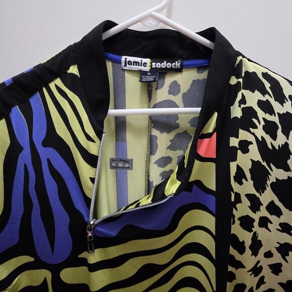 Jamie Sadock Yellow & Black Golf Tennis Women's XLarge Short Sleeve Zipper Shirt - Picture 6 of 11